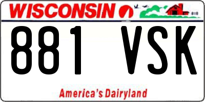 WI license plate 881VSK