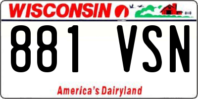 WI license plate 881VSN