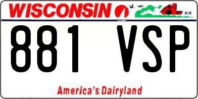WI license plate 881VSP