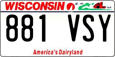 WI license plate 881VSY