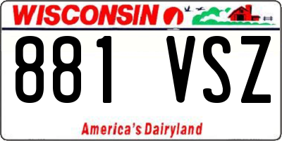 WI license plate 881VSZ