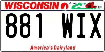 WI license plate 881WIX