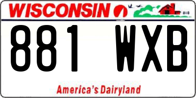WI license plate 881WXB