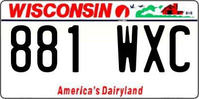 WI license plate 881WXC