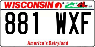 WI license plate 881WXF