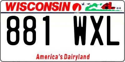 WI license plate 881WXL