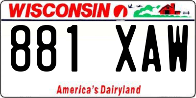 WI license plate 881XAW