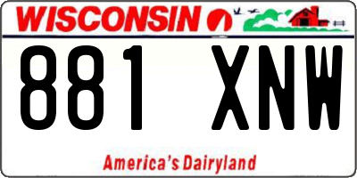 WI license plate 881XNW