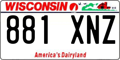 WI license plate 881XNZ