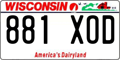 WI license plate 881XOD