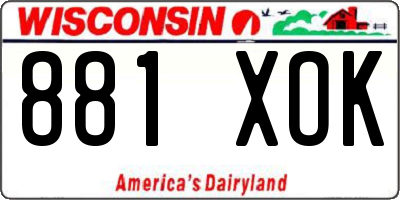 WI license plate 881XOK