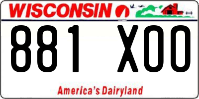 WI license plate 881XOO