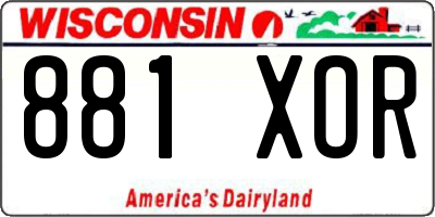 WI license plate 881XOR