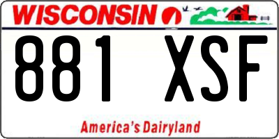 WI license plate 881XSF
