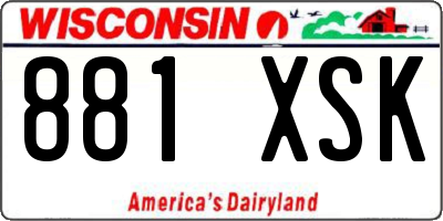 WI license plate 881XSK