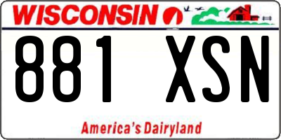 WI license plate 881XSN