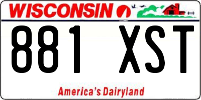 WI license plate 881XST