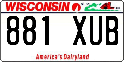 WI license plate 881XUB