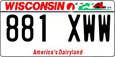 WI license plate 881XWW