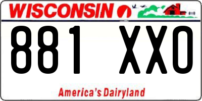 WI license plate 881XXO