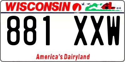 WI license plate 881XXW