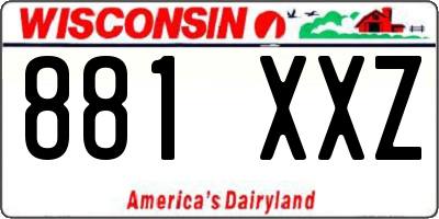 WI license plate 881XXZ