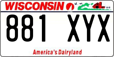 WI license plate 881XYX