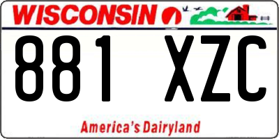 WI license plate 881XZC