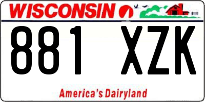 WI license plate 881XZK