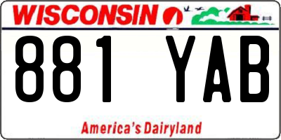 WI license plate 881YAB