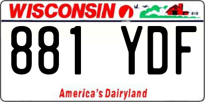 WI license plate 881YDF