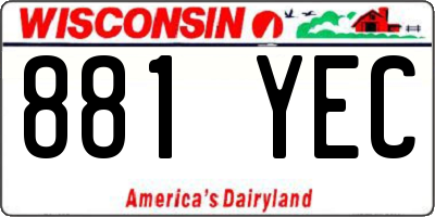WI license plate 881YEC