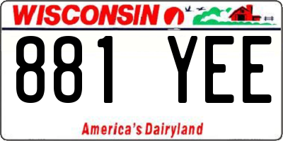 WI license plate 881YEE