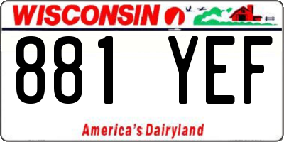 WI license plate 881YEF