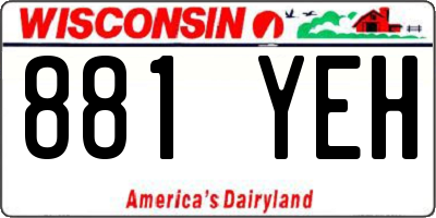 WI license plate 881YEH