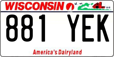 WI license plate 881YEK