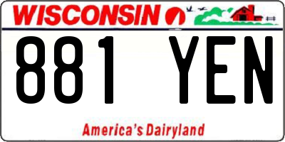 WI license plate 881YEN