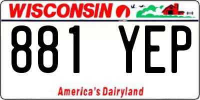 WI license plate 881YEP