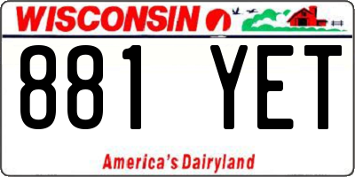 WI license plate 881YET