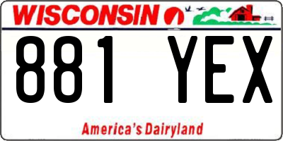 WI license plate 881YEX