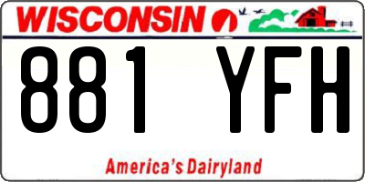 WI license plate 881YFH