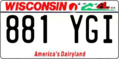 WI license plate 881YGI