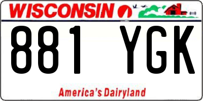 WI license plate 881YGK