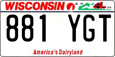 WI license plate 881YGT