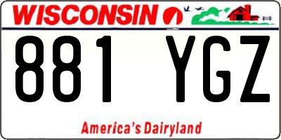 WI license plate 881YGZ