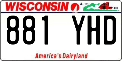 WI license plate 881YHD