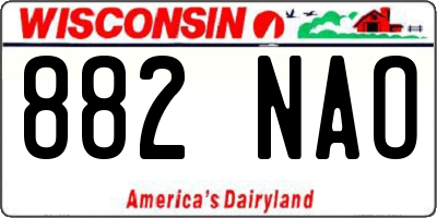 WI license plate 882NAO