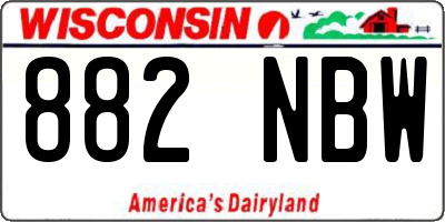 WI license plate 882NBW