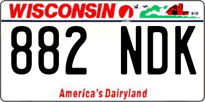 WI license plate 882NDK