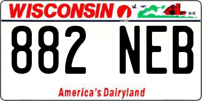 WI license plate 882NEB